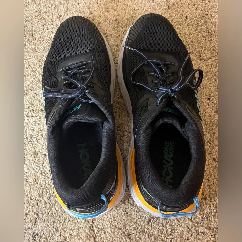 Hoka One One Black/Teal/Orange Men’s Bondi 7 Athletic Shoes Sz 12 - Picture 5 of 10